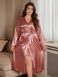 Noble And Elegant Solid Color Fashionable Nightgown Autumn And Winter Plus Size Women's Robe