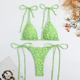sexy floral print micro mini bikini halter string triangle swimwear thong swimsuit women biquini bikini set bathing suits