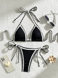 Splicing Wrinkled Pleated Bikinis 2025 High Cut Bikini Women Swimwear Female Swimsuit Two-pieces Bikini Set Bathing Suit Swim