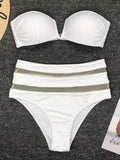 Sexy Bra Cup Bandeau Bikinis High Waist Bikini Women Swimsuit Female Swimwear Two-pieces Bikini Set Mesh Bathing Suit Swim Lady