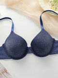 Women's new sexy blue underwear with steel rims gathered push up straps adjustable bra daily comfortable bra J2496