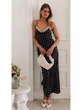 Foridol Polka Dots Summer Vintage Dress for Women V Neck Spaghetti Strap Slim Black Sleeveless Beach Party Dress Vestidos 2025