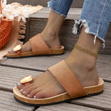 Plus Size Beach Shoes Women's Fashion Round Toe Toe Soft Sole Anti-Slip Wear-Resistant Flat Slippers