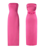 Women Evening Party Long Dress Backless Cut Out Strapless Straight Dress Summer Sexy Elegant Dresses