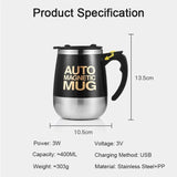 New Self Stirring Coffee Mug USB Rechargeable Stainless Steel Auto Mixing Blender Cup for Home Office Christmas Birthday Gift