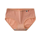 1 Pack Women's Ribbed Cotton Panties Stretchy Mid Rise Underwear Sexy Lingerie Breathable Japanese Style Multicolor Briefs M-XL