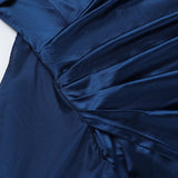 Elegant Strapless Solid Evening Gown Chic Satin Corset Dress for Women V-neck Split Blue Long Dress Lady Summer Party Dress up