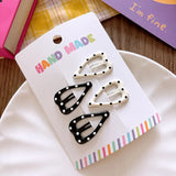 New polka dot hair clip black and white color clip girl versatile bangs clip hair accessory for short hair