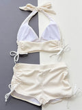 2026 Halter V Neck Shorts Bikini Female Swimsuit High Waist Bikini Women Swimwear Two-pieces Bikini Set Ribbed Bathing Suit Swim