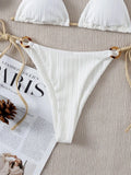 Sexy Rib Texture Triangle String Bikini Set Women Push Up Padded Thong Swimsuit Female Cut Out Bathing Suit Swimwear Biquini