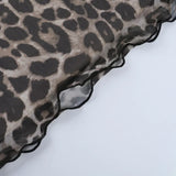 Spring Summer Off-Shoulder Sexy Leopard Print Long-Sleeve Dress European-Style Casual Backless Bell-Sleeve Mini Skirt Streetwear