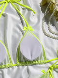 Shiny Pink Bikini 2025 Women Sexy Brozing Tie Bow Strap Push Up Micro Swimsuit Brazilian Bathing Suit Tie Side Triangle Swimwear