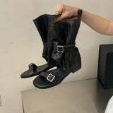 Roman Ankle Cool Boots Sandals Women's Korean Comfortable Gladiator Punk Round Head Hollow Sandals Girls Beach Dress Shoes
