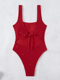 DEKA  Summer Solid Sexy Backless Shiny Swimsuit Women One Piece Swimwear Beach Wear Slimming Bathing Suit