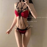 Elegant Women's Halter Bra with Detachable Bow, Pure Sensual Lace Bralette Small Chest, Romantic Gather Support Wireless Comfort