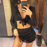 9 Colors New Long Sleeve With Skirt Bikini Female Swimsuit Women Swimwear Four-pieces Bikini set Bather Bathing Suit Swim V6358P