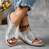 Gold Snake Pattern Wedges Sandals Women Lightweight Thick Sole Platform Slippers Woman Plus Size Non Slip Beach Sandalias Mujer