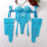 New Lace perspective Sexy Backless Slim Fit curve S-shaped Figure Sexy Seductive Lingerie Jumpsuit Two-piece Set