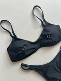 Metal Ring Mini Micro Thong Bikini Women Swimwear Female Swimsuit Two-Pieces Bikini Set Padded Bather Bathing Suit Swim V7513