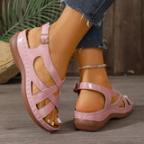 Rome Style Cross Strap Wedges Sandals Women Summer Lightweight Platform Sandles Woman Plus Size 43 Peep Toe Gladiator Sandals
