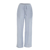 Women's trousers, fashionable and versatile, solid color, drawstring straight trousers, beach sun protection trousers