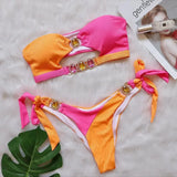 2026 Sexy Bikini Bandeau Women Crystal Diamond Patchwork Hollow Swimwear Swimsuit Bikinis Set Bathing Suit Bikini Female Push Up