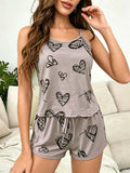 Women Pajamas Sleepwear Pajama 2pcs Set Camisole Shorts Cartoon Print Cami Top Backless Milk Silk Comfortable Pj Set Loungewear