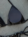 Shiny Sequin Blue Bikini Set 2026 Women Sexy Halter Push Up Bra Bandage Thong Swimsuit Beach Bathing Suit Hoiday Micro Swimwear