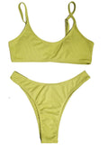 Ribbed High Leg Cut Bikini Female Swimsuit Women Swimwear Two-Pieces Bikini Set Brazilian Padded Bather Bathing Suit Swim V7126