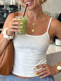 Women's Summer Tank Tops Casual Stylish Dots Print Sleeveless Square Neck Slim Fit Camisole Tops Spaghetti Strap Vest