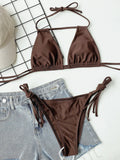 DEKA High Neck Bikinis High Waisted Hollow Out Bikini Sets 2 Piece Swimsuit Women Halter Neck Bathing Suits