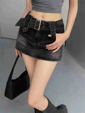WOMENGAGA Korean Style Spicy Girl Denim Half Body Short Skirt Female Slim Tight Ultra Short A-line Slim Hip Skorts Fashion 3POJ