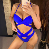 Sexy Wrap Around High Waist Bikini Female Swimsuit Women Swimwear Two-pieces Bikini Set Bandage Bather Bathing Suit Swim V3115