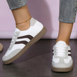 2026 New Vintage Training Flats Women Fashion Stripe Lace-Up German Training Shoes Woman Comfort Soft Flat Heel Sport Sneakers