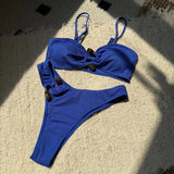 New Sexy Ribbed Brazilian Bikini Padded Bathing Suit Bather Swim Female Swimsuit Two-Pieces Bikini Set Women Swimwear V6343R
