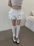 Sweet And Spicy Ballet F-length Skirt With Elastic Waist And Lace Hem Flared Cake-aped Ort Skirt For Young Women 8PO5