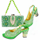 Doershow Italian Shoes And Bag Sets For Evening Party With Stones Italian Leather Handbags Match Bags! HJK1-26
