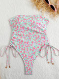 2026 Sexy Drawstring High Cut Swimsuit One Piece Printed Swimwear Women Bathers Bathing Swimming Swim Suit Female Beachwear