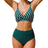 Bikini Set Women's 2 Piece Swimwear Cross Ruched V Neck High Waisted Push Up Bikini 2025 New Beach Vacation Ladies Bathing Suit