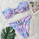 9 Colors Sexy Bikini Women Swimwear Swimsuit High Waist Metal Decor Leopard Print Female Bikinis Set Bathing Suit Beach Biquinis