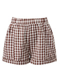 Summer Women's Loose Plaid Shorts Elastic Waist Wide Leg Shorts with Pockets Daily Lounge Casual Going Out Short Pants