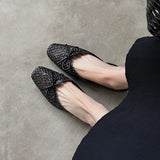 Woven Bow Back Strap Design Sandals Women's Summer New Square Head Shallow Mouth Single Shoe Comfortable Elegant Cool Pumps