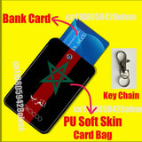 Moroccan Morocco Map Passport Card Holder Case For ID Clips Credit Bank Subway  Sleeves Storage Bag PU Leather Keychain