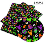 Halloween Disney Mickey Cartoon Print Artificial leather DIY Earring Hair Bow Bag Crafts  faux Leather  22X30CM litchi