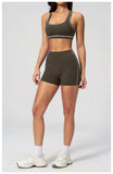 Summer New Color Contrast Yoga Set Women Tight I-shaped Back Sports Bra Versatile Fitness Suit High Waist Shorts Workout Clothes