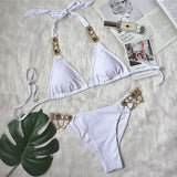 8 Colors Sexy Bikini Women Swimwear Swimsuit Shiny Crystal Diamond Chain Bathing Suit Beach Bikinis Set Female Push Up Biquinis