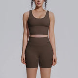 Women's Yoga Set Sports Running Fitness Beautiful Back Vest Hip Lifting Slim-Fit High Waist Shorts Training Gym Workout Suits