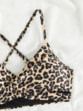 Sexy Leopard Print Cross Bikini Set 2026 Women Halter Push Up Black High Waist Swimsuit Summer Bathing Suit Two Piece Swimwear