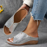 Gold Snake Pattern Wedges Sandals Women Lightweight Thick Sole Platform Slippers Woman Plus Size Non Slip Beach Sandalias Mujer