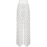 Women's lazy style home casual pants low-waisted straight loose knitted trousers
